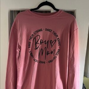 Pink 'Boy Mom' Long Sleeve Shirt